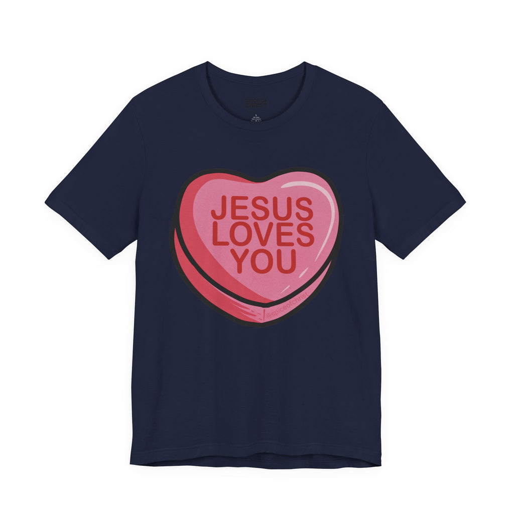 Jesus Loves You 'Candy Heart' - T shirt (7 colors)