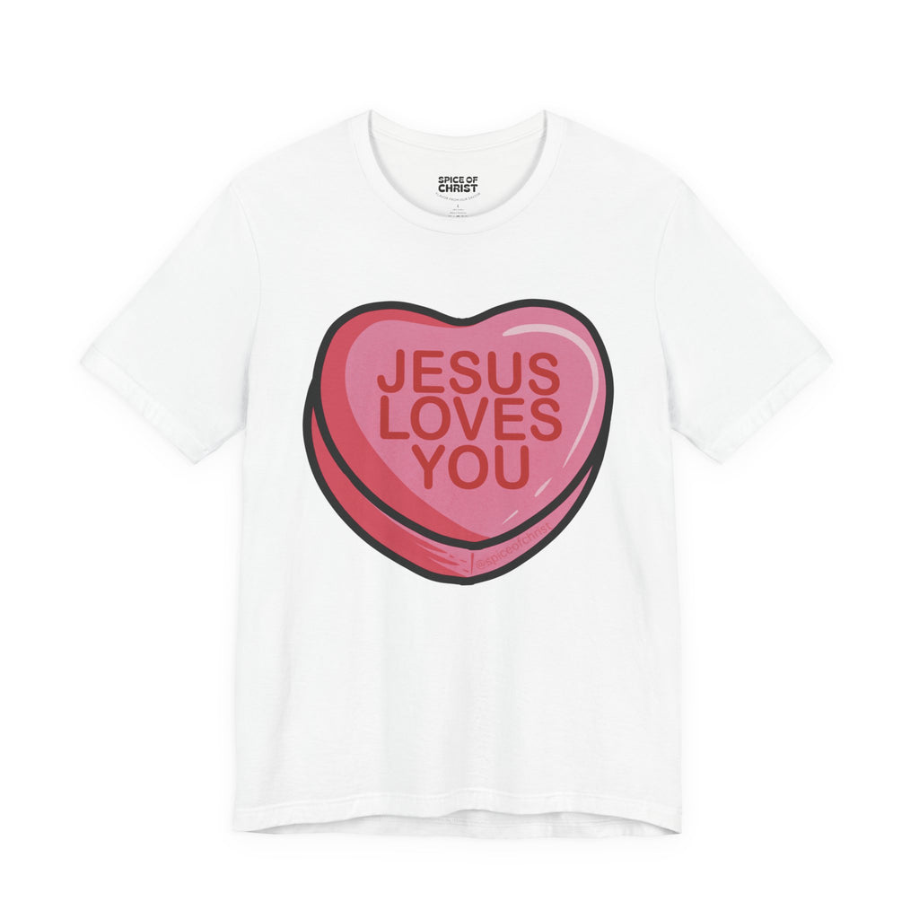 Jesus Loves You 'Candy Heart' - T shirt (7 colors)