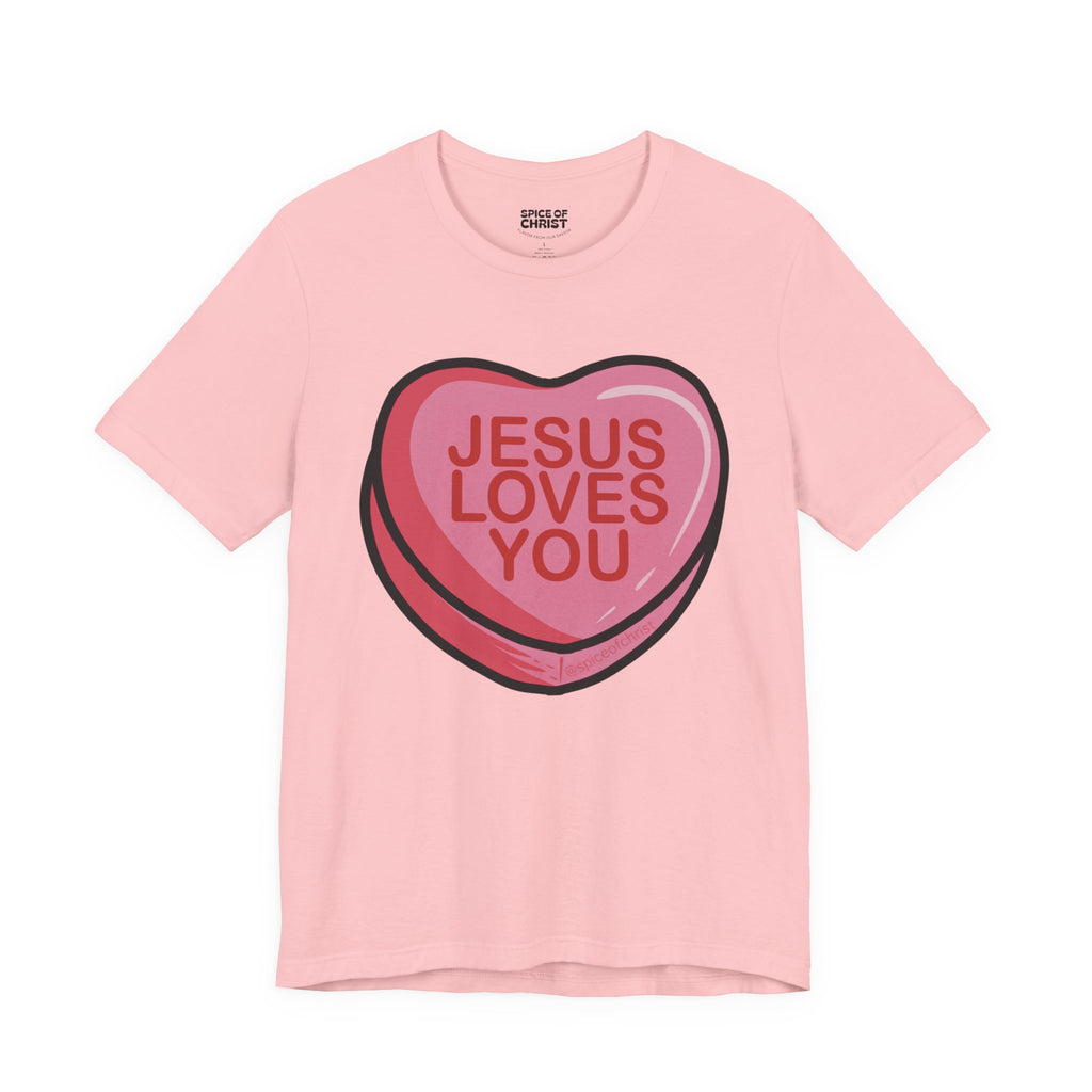 Jesus Loves You 'Candy Heart' - T shirt (7 colors)