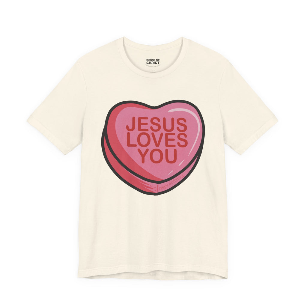 Jesus Loves You 'Candy Heart' - T shirt (7 colors)