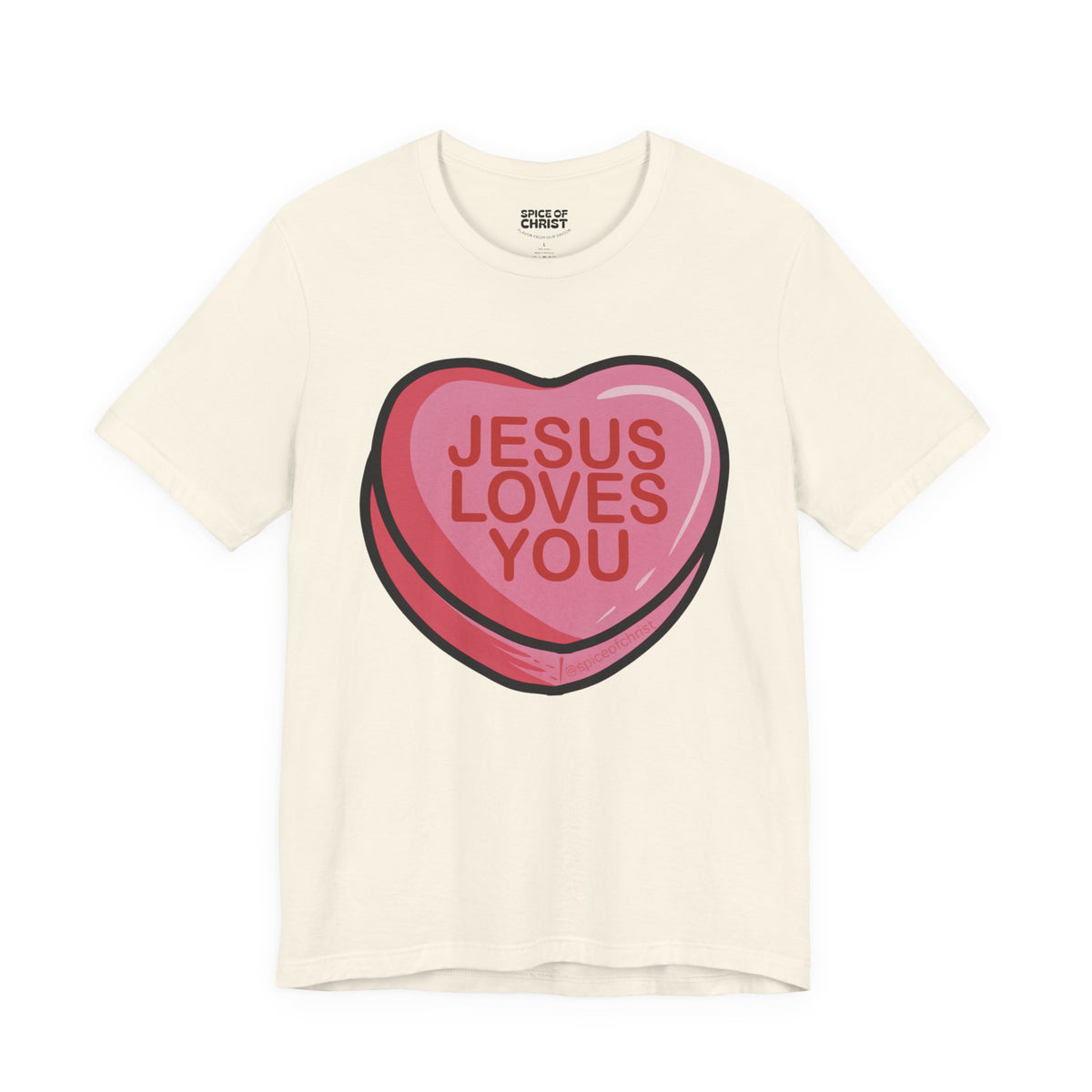 Jesus Loves You 'Candy Heart' - T shirt (7 colors)