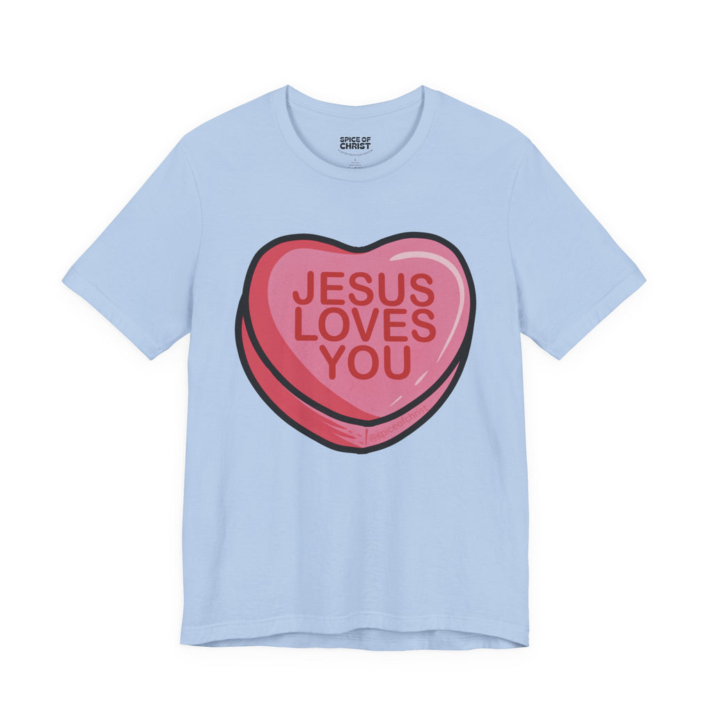 Jesus Loves You 'Candy Heart' - T shirt (7 colors)