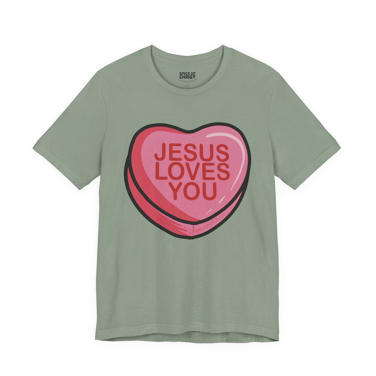 Jesus Loves You 'Candy Heart' - T shirt (7 colors)